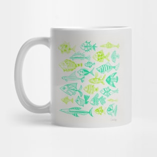 fish inkings lime turquoise Mug